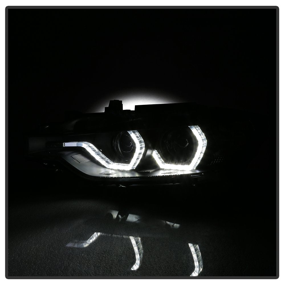 BMW F30 3 Series 2012-2014 Spyder 5084347 4DR Projector Headlights - LED DRL - Black