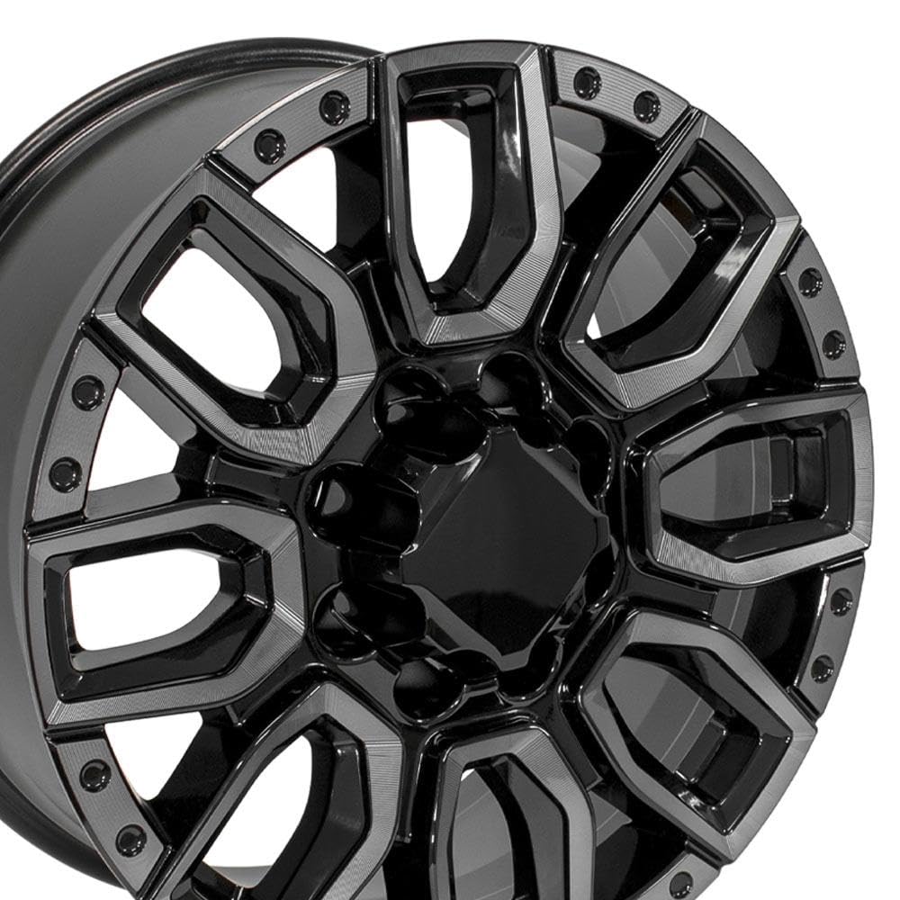 20 Inch OE Wheels CV97B Rim Fits GMC Sierra 2500/3500 Denali Style 8x180 20x8.5 Gloss Black with Milled Edge with Tinted Clear - Hollander 14125 (1)