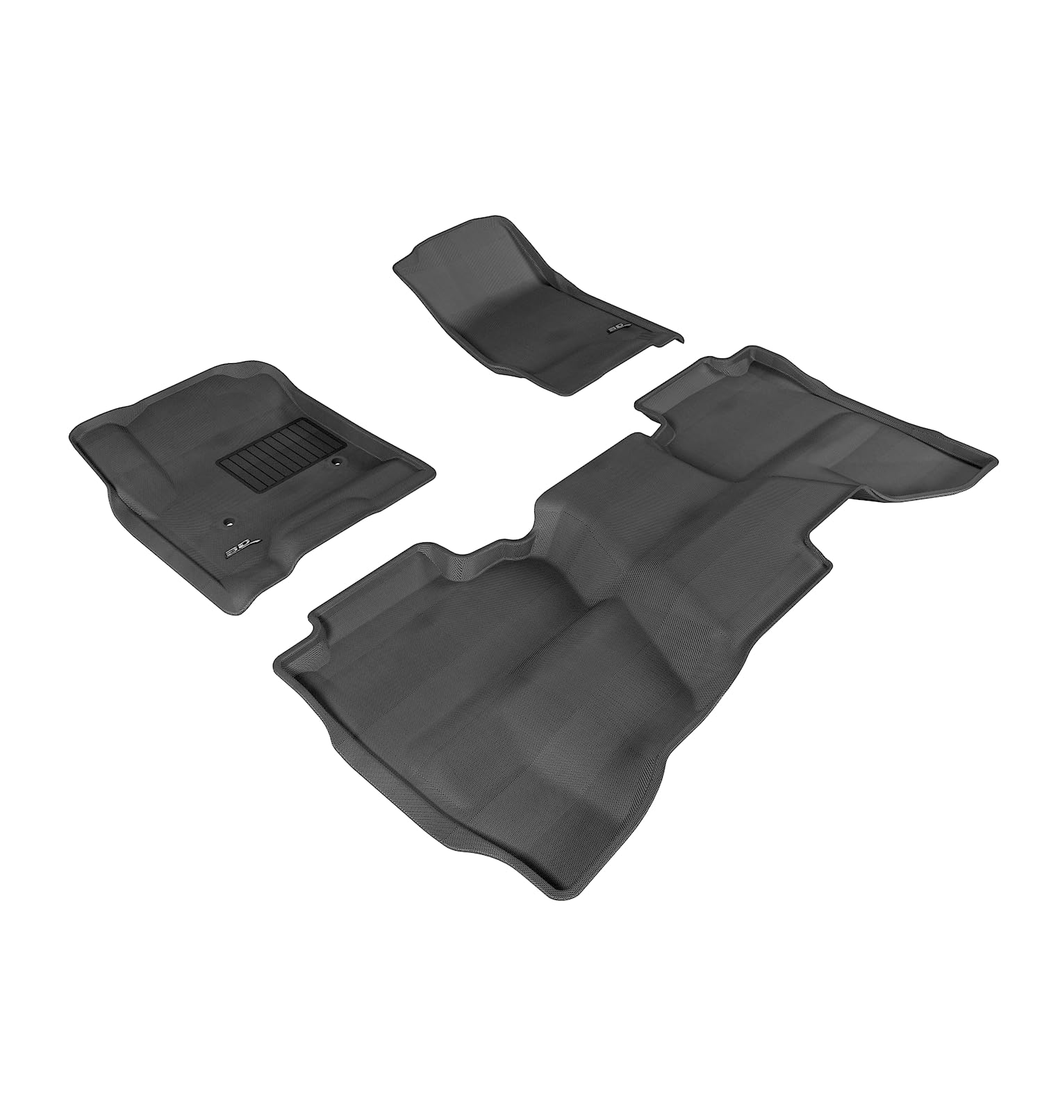 3D MAXpider Floor Mats All-Weather for Chevrolet Silverado 1500 Double Cab 2014-2018 / 1500 LD 2019 / 2500 3500 HD Double Cab 2015-2019 Custom Fit Car Liners, Kagu Series (1st & 2nd Row, Black)
