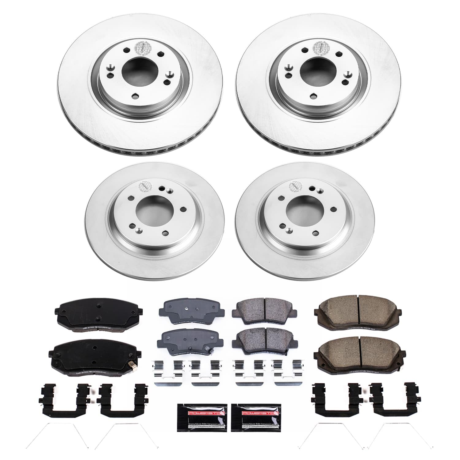 Power Stop Front and Rear CRK9167 Brake Kit Geomet Coated Rotors and Pads For Kia Optima 2020 [Application Specific]