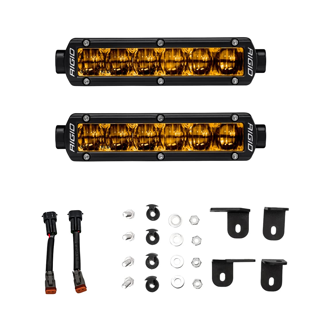 RIGID Fog Light Kit 37201 FITS 2022+ Tundra Includes Pair Of 6" SR (Single Row)-Series Selective Yellow SAE (Street Legal) Fog Lights, Set Of Fog Brackets and H11 (PLUG-N-PLAY) Jumpers