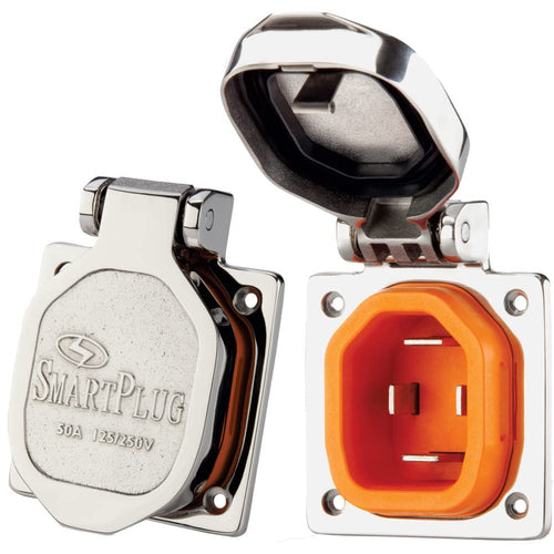 BM50S SmartPlug 50 Amp RV Smart Plug—High-Quality Stainless Steel Shore Power Inlet for Boats, Campers & Trailers—Secure Locking, Weatherproof, and Easy Installation Power Inlet Socket