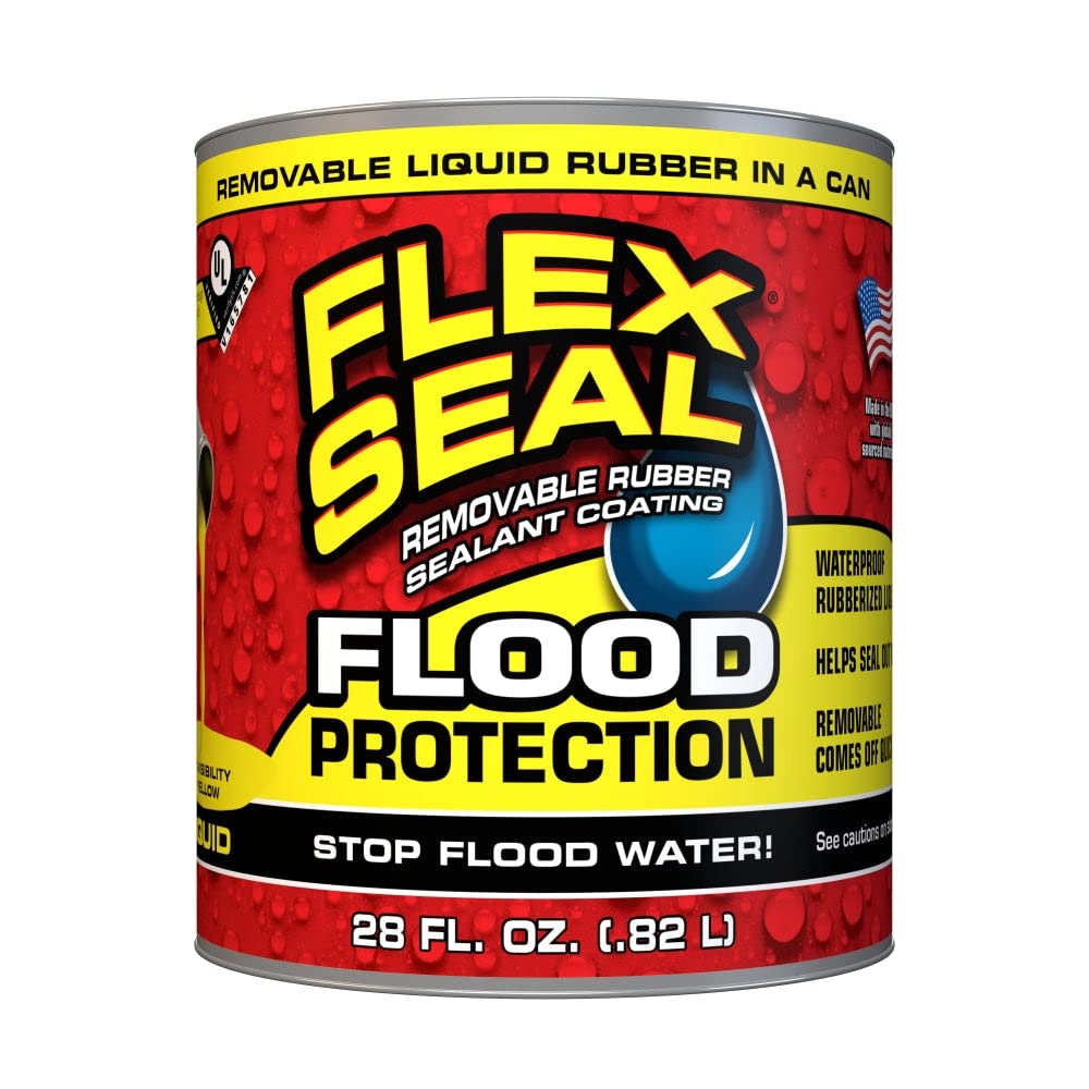 Flex Seal Liquid, 28 oz Flood Protection, Waterproof Rubberized Liquid, Removable, Use on Windows, Doors, Garage Doors, Seams, Casings, Thresholds, Conduits, Vents, Ducts, and More