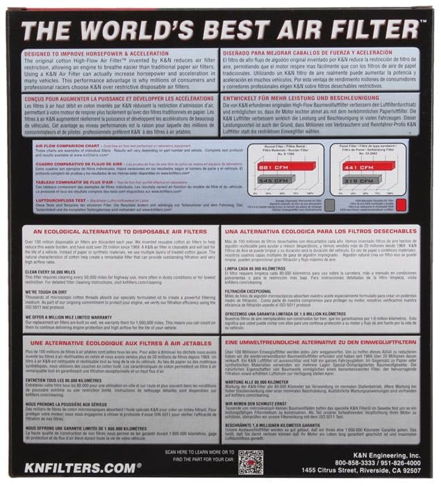 K&N Engine Air Filter: Replacement Car Air Filter, Reusable, Clean Every 75,000 Miles, Washable, Premium: Compatible with 2015-2019 GENESIS/HYUNDAI (G80, G90, Genesis), 33-5020