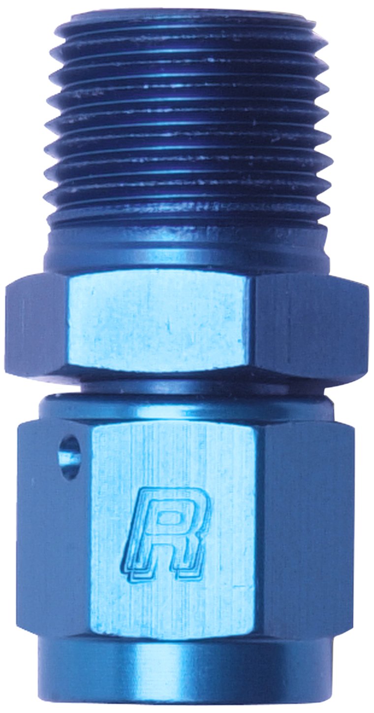 Edelbrock/Russell Blue Anodized Aluminum Straight Female -6AN to Male 3/8" NPT Adapter Fitting 614226