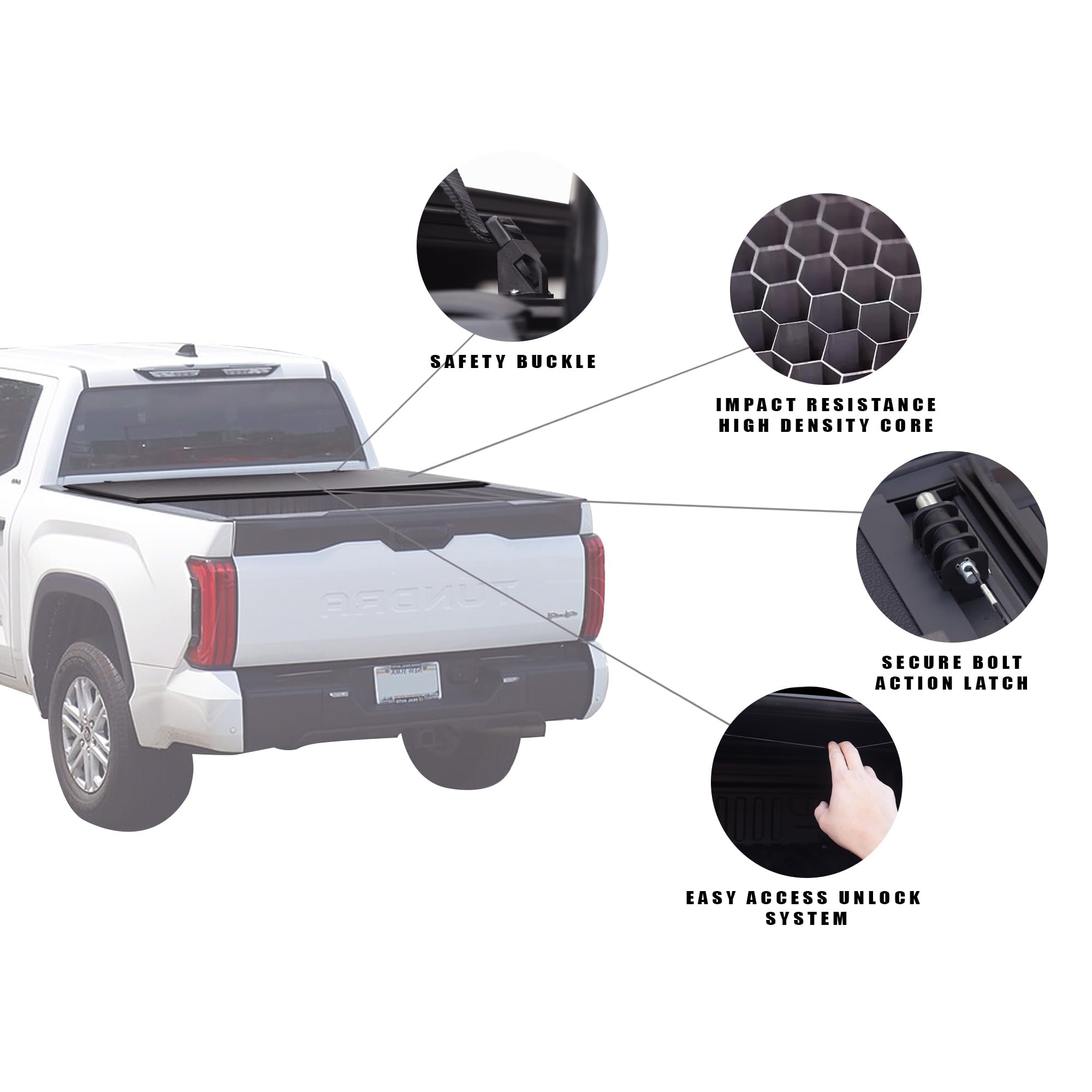 Toyota Tundra Bed Cover Armordillo Low Profile Hard Tri-Fold for 2022 2023 2024 Toyota Tundra 5.5 Ft (66") Short Bed | CoveRex TFX Series | 8723609