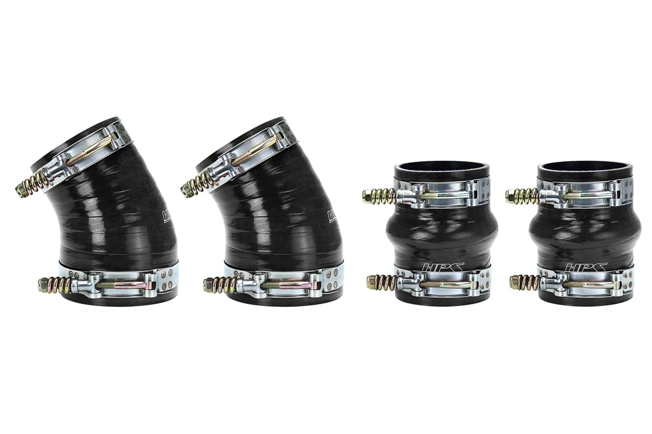 HPS Performance Black Ultra High Temp Reinforced Silicone Hose Boots Kit Intercooler Compatible for 1994-2002 Dodge Ram Pickup 5.9L Cummins Diesel, 57-1576-BLK
