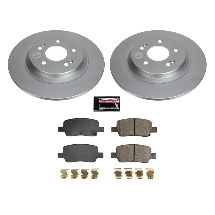 Power Stop CRK8715 Rear Geomet Coated Brake Rotor and Pad Kit For Hyundai Santa Fe 2021-2023, Kia Sorento 2021-2022 [Model Specific]
