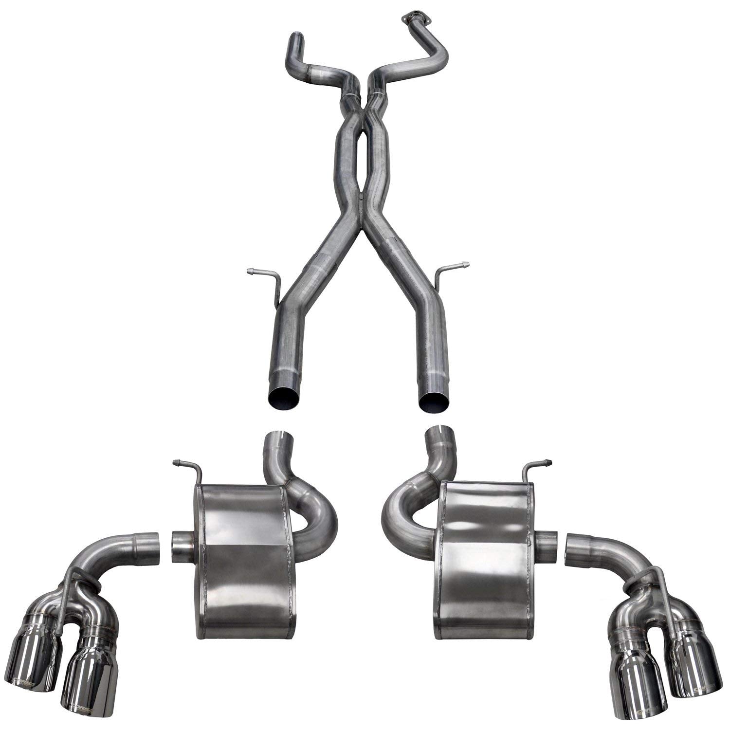 Xtreme Cat-Back Exhaust System Corsa Performance 14772 Dual Rear Exit 2.75 in. Dia. Incl. X-Pipe/Dual Mufflers/Dual Tail Pipes/Dual 4.0 in. Polished Pro-Series Tips