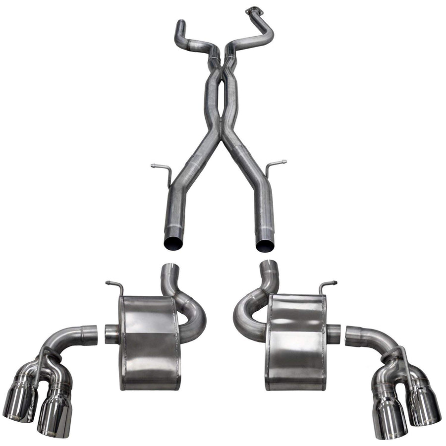 Xtreme Cat-Back Exhaust System Corsa Performance 14772 Dual Rear Exit 2.75 in. Dia. Incl. X-Pipe/Dual Mufflers/Dual Tail Pipes/Dual 4.0 in. Polished Pro-Series Tips