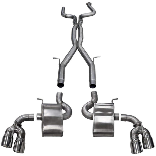 Xtreme Cat-Back Exhaust System Corsa Performance 14772 Dual Rear Exit 2.75 in. Dia. Incl. X-Pipe/Dual Mufflers/Dual Tail Pipes/Dual 4.0 in. Polished Pro-Series Tips