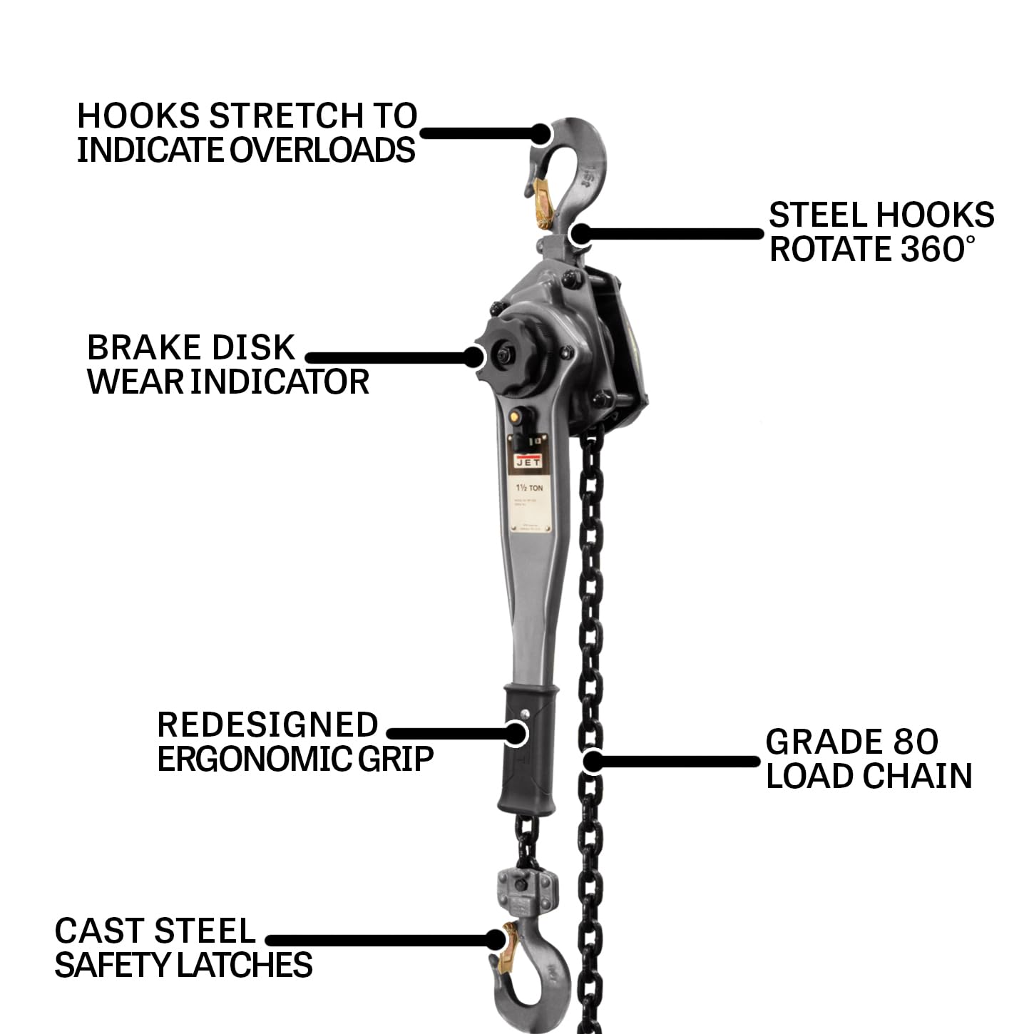 1-1/2 Ton JET Lever Hoist, 20' Lift (JLP-150A-20)