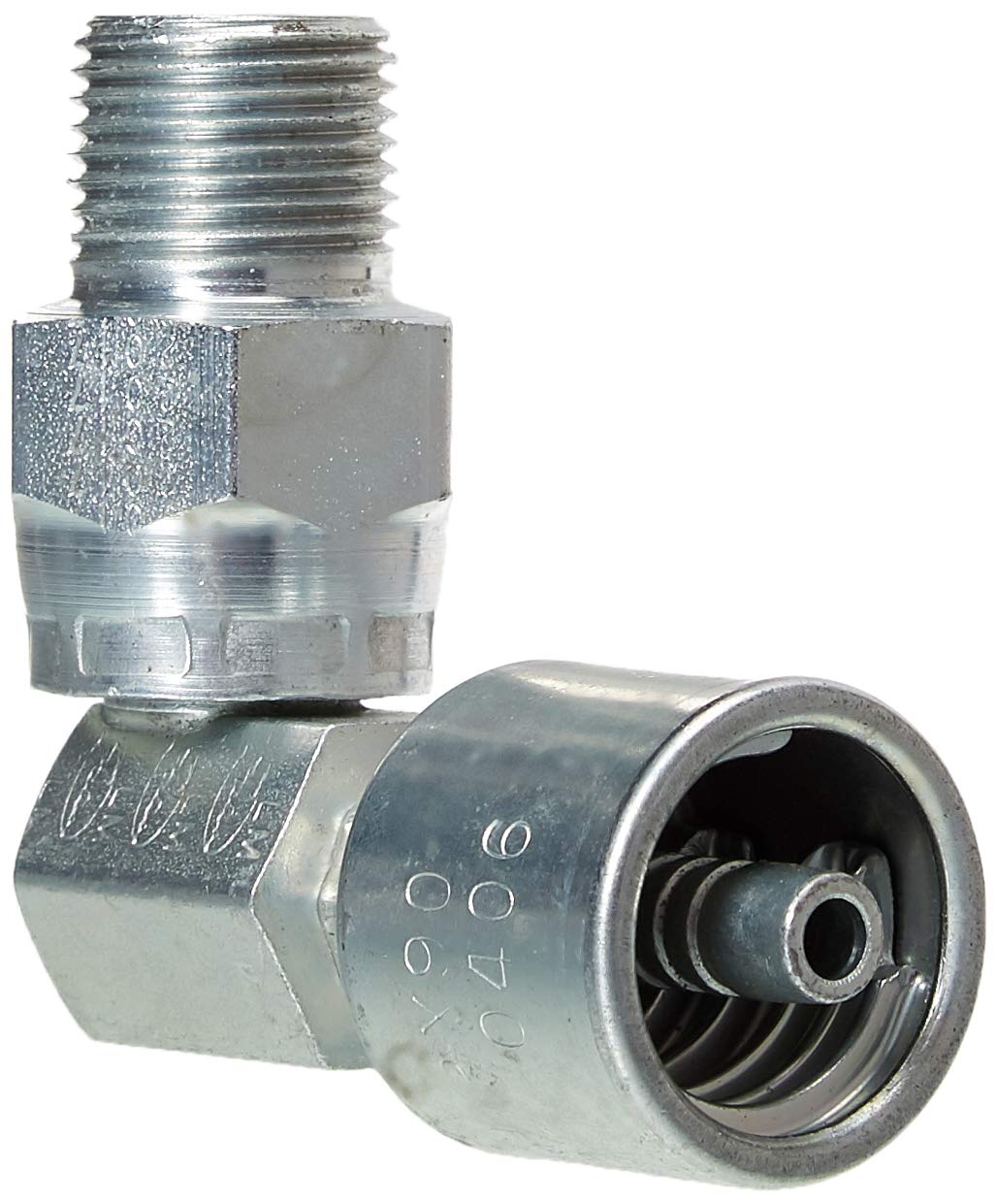 Gates Male Pipe Swivel 90 Block G25106-0406 (Nptf Without 30 Cone Seat) (Mega Crimp)