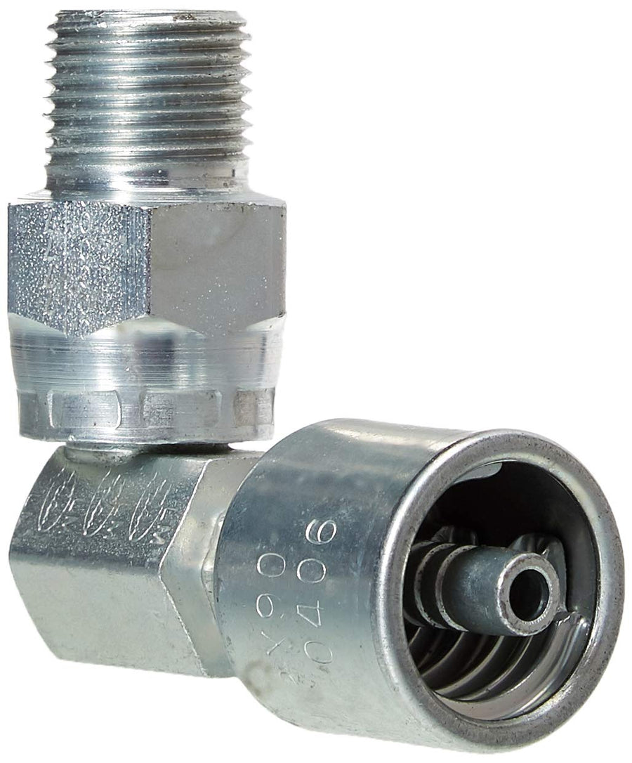 Gates Male Pipe Swivel 90 Block G25106-0406 (Nptf Without 30 Cone Seat) (Mega Crimp)