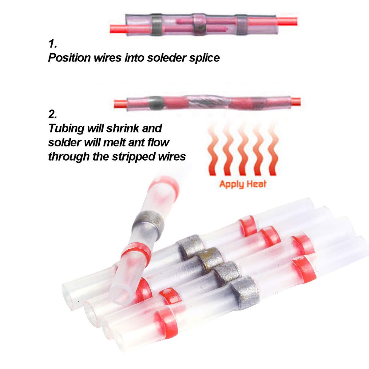 Metra Install Bay - Butt Connectors Heat Shrink W/Solder 22/18 Ga - 10Pk (SHSRBC), Heat Shrink Red Butt Connector