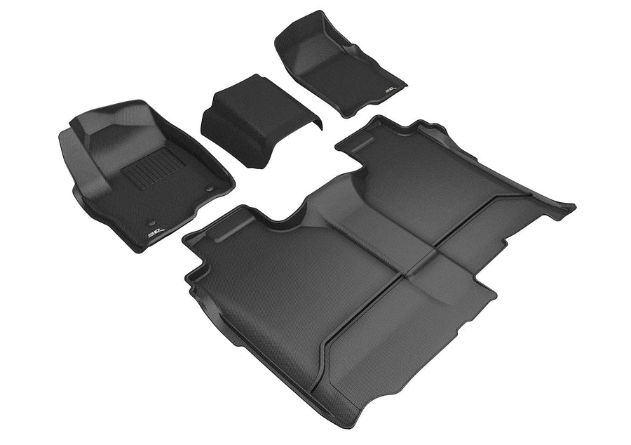 3D MAXpider Kagu Custom Fit Floor Mat (Black) Compatible with GMC Sierra 1500 Crew Cab 2019-2026 / 2500HD/3500HD Crew Cab 2020-2026 (w/Bench Seat, Vinyl Floor, NO Carpeted Storage) - Full Set