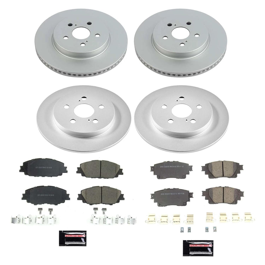 Power Stop Z17 Coated Rotor Kit-Front and Rear Brake Rotors, Ceramic Brake Pads