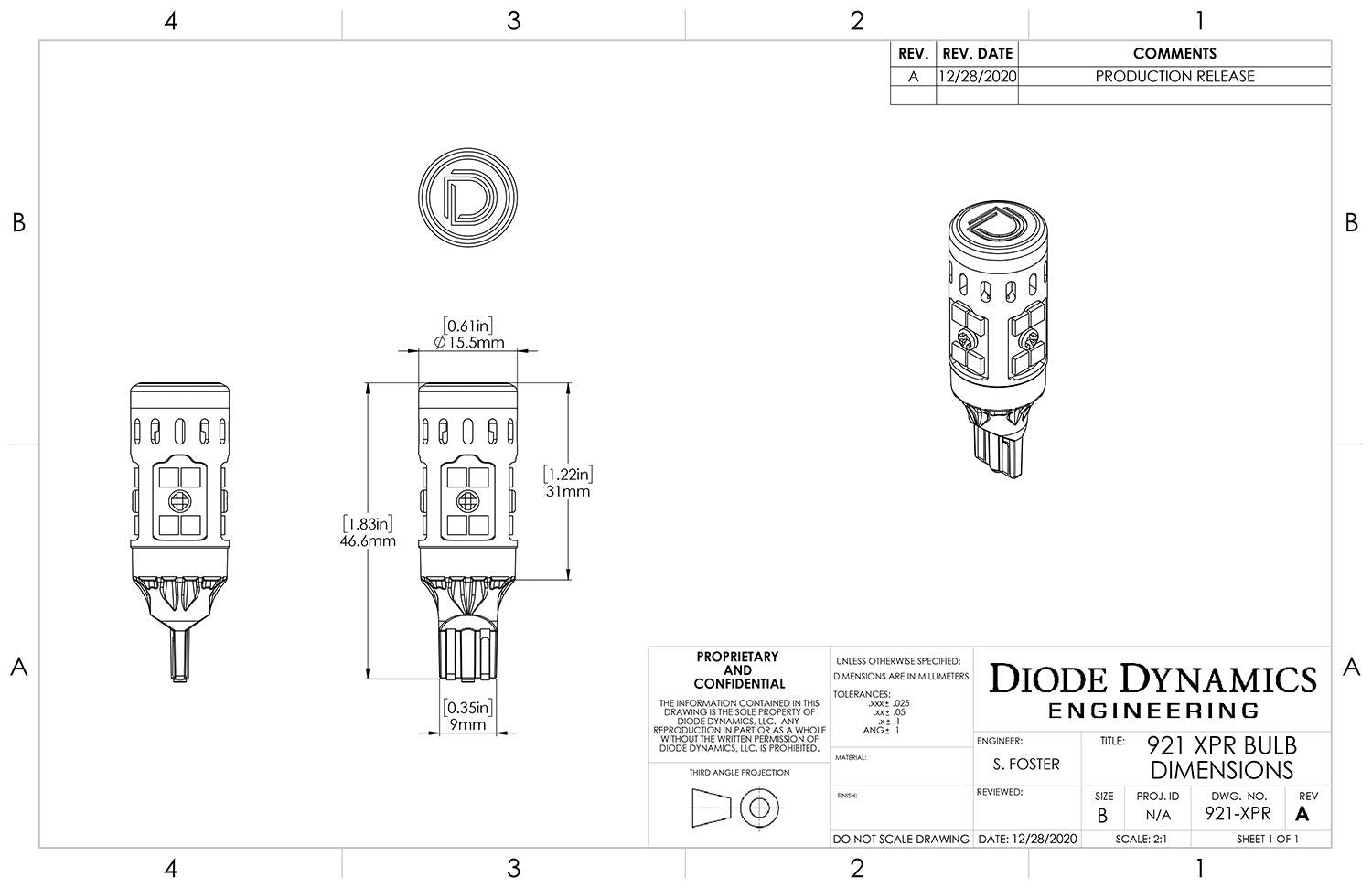 921 XPR Diode Dynamics Cool White Backup LED Bulbs