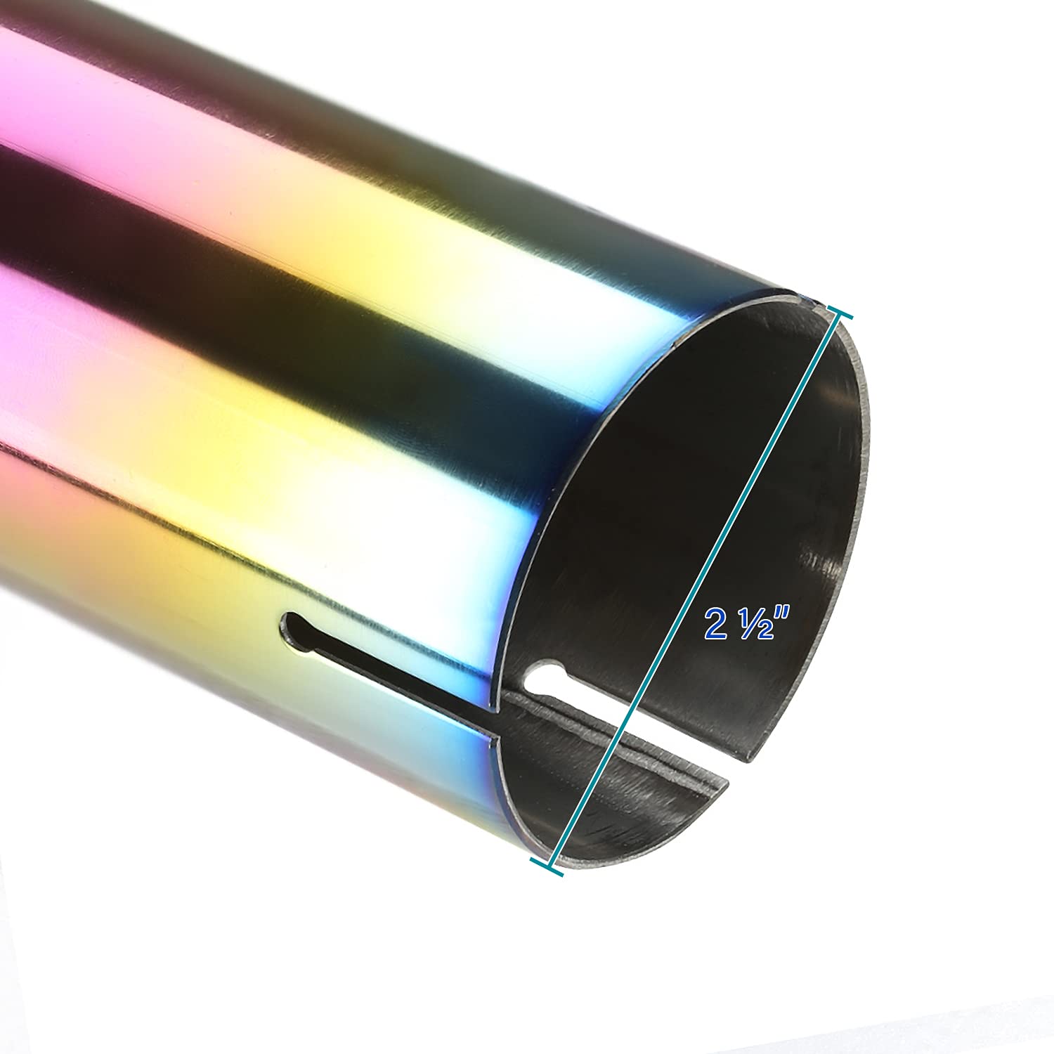 2.5" Inlet Spec-D Tuning 3.875" Purple Slant Titanium Burnt S/S Steel Exhaust Muffler Tip