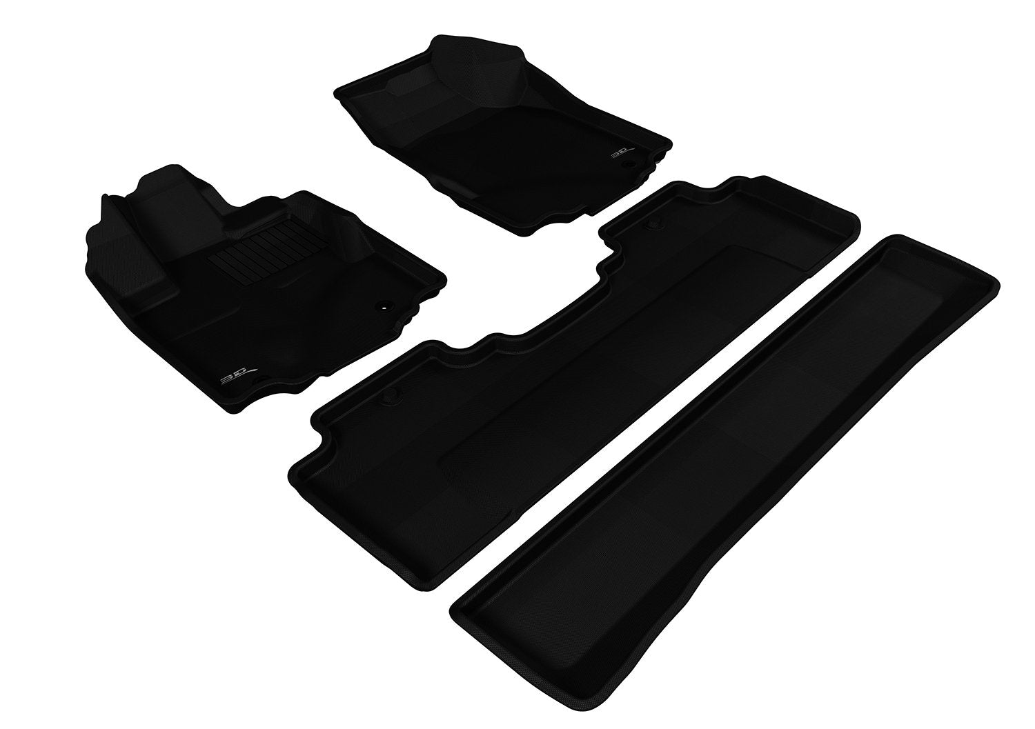 3D MAXpider KAGU Custom Fit Floor Mat (BLACK) Compatible with HONDA RIDGELINE 2006-2014 - Full Set