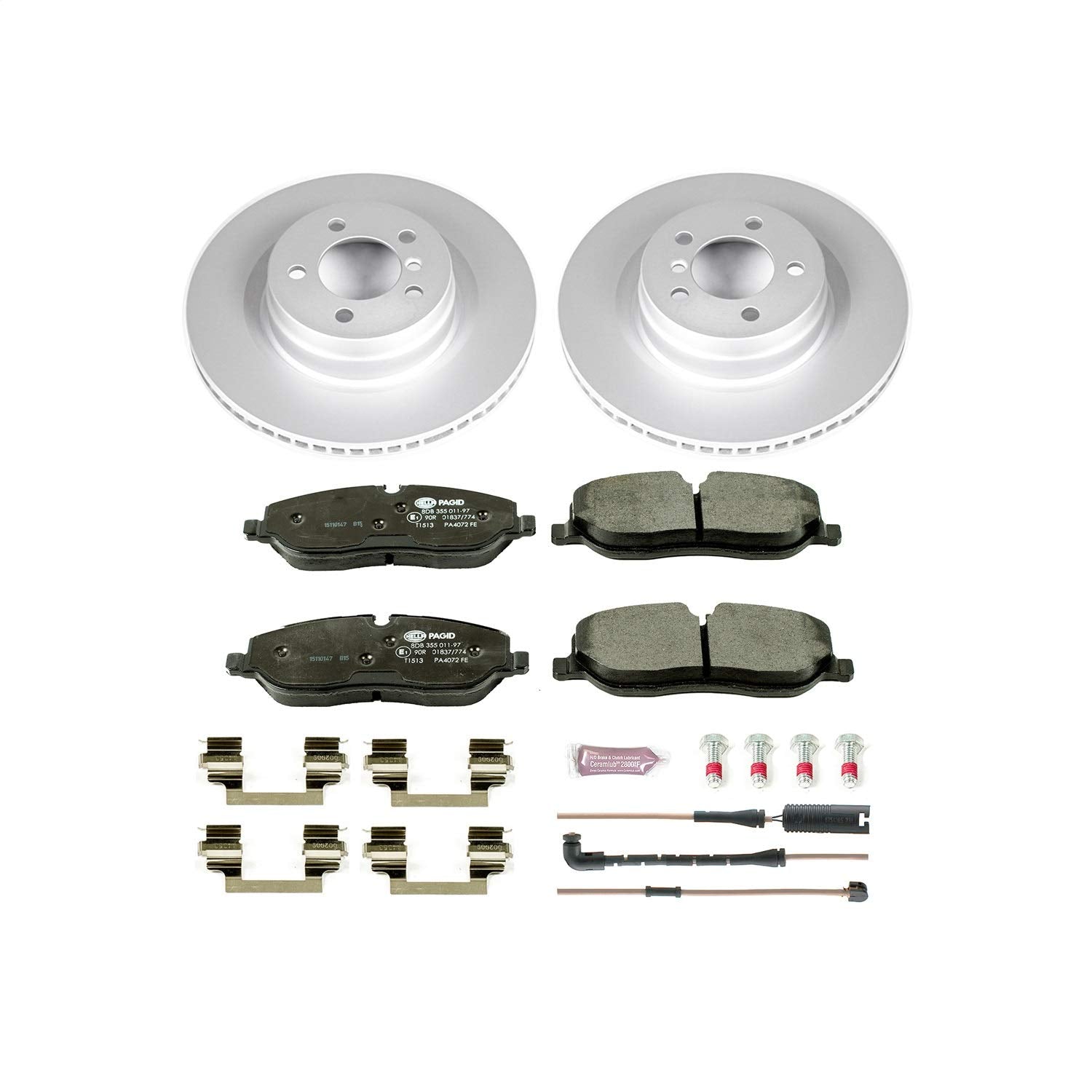 Power Stop ESK5419 Euro-Stop Front Brake Kit L& Rover and 1 Front Sensor Wire For Land Rover Range Rover 2006-2009 [Model Specific]