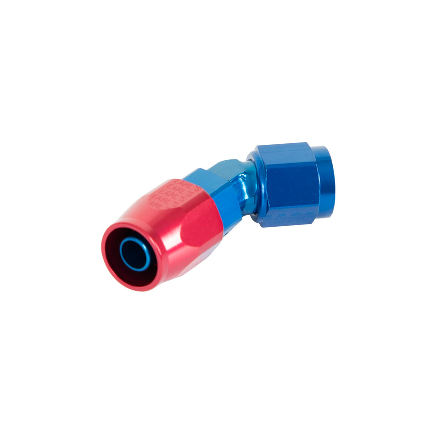 Earl's Swivel-Seal® 45 Degree Hose End -6 AN - Red/Blue - Clamshell Package