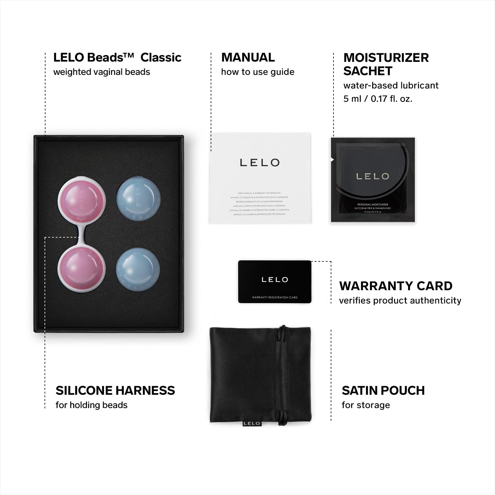 LELO Classic Beads Kegel Balls for Women of All Ages – Premium Silicone Exercise Weighted Balls with String - Perfect for Pleasure Enhancement