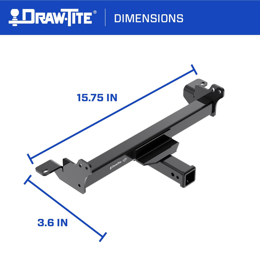 Front Mount Draw-Tite Hitch Receiver, 2 Inch Square Receiver, Compatible with 2017-2023 Ford F-250 Super Duty, 2017-2023 Ford F-350 Super Duty, 2017-2023 Ford F-450 Super Duty