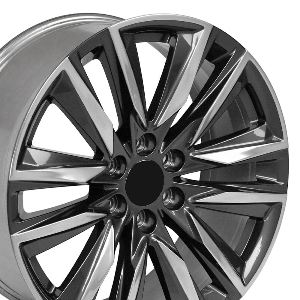 22 Inch OE Wheels CA91 Rim Fits Escalade Sport Style 6x139.7 22x9 Gloss Gunmetal with Polished Face - Hollander 4869 (1)