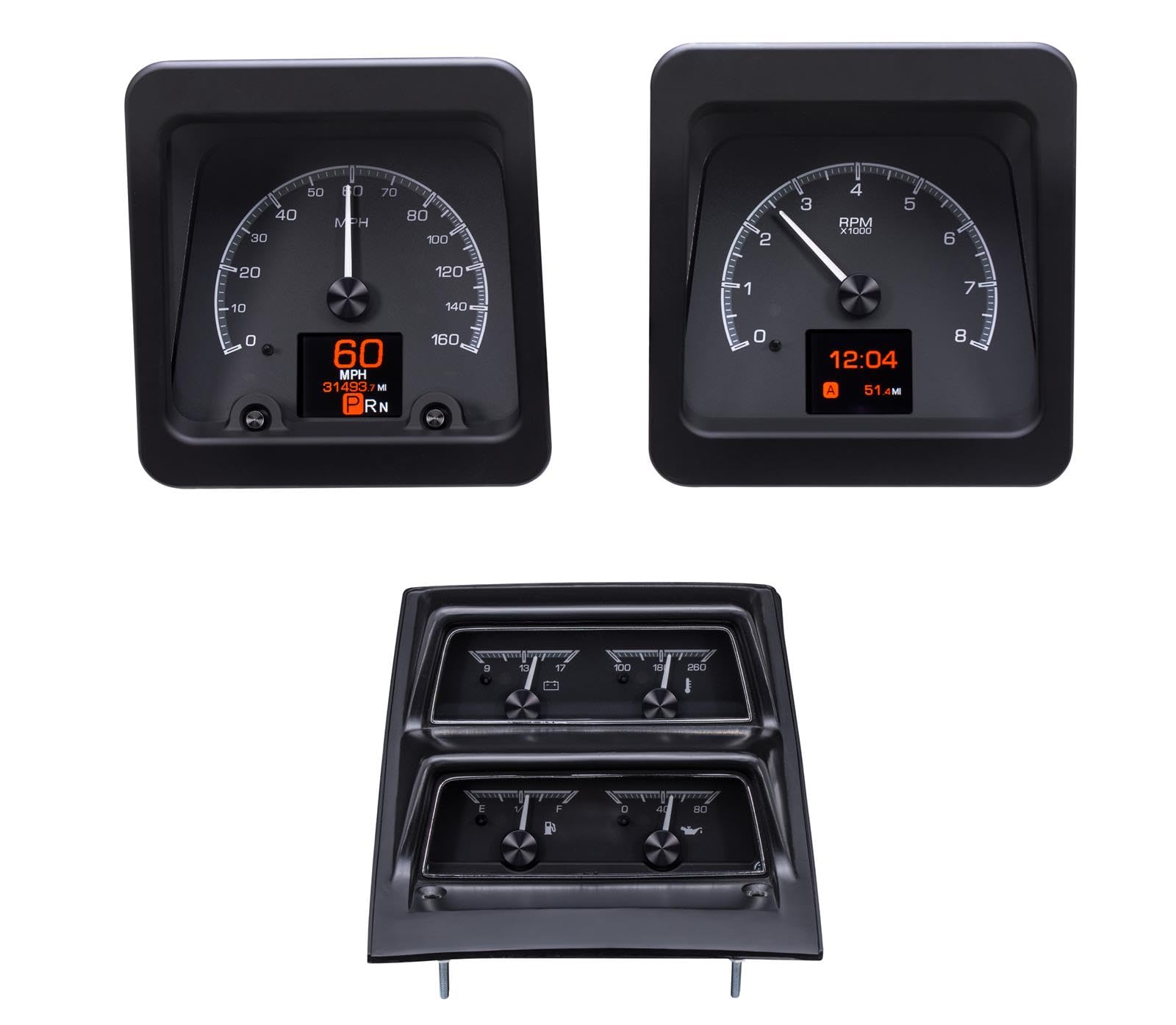 Dakota Digital HDX-69C-CAC-K Compatible Analog Dash Gauge System with 1969 Chevy Camaro Console Gauges Kit Black Alloy