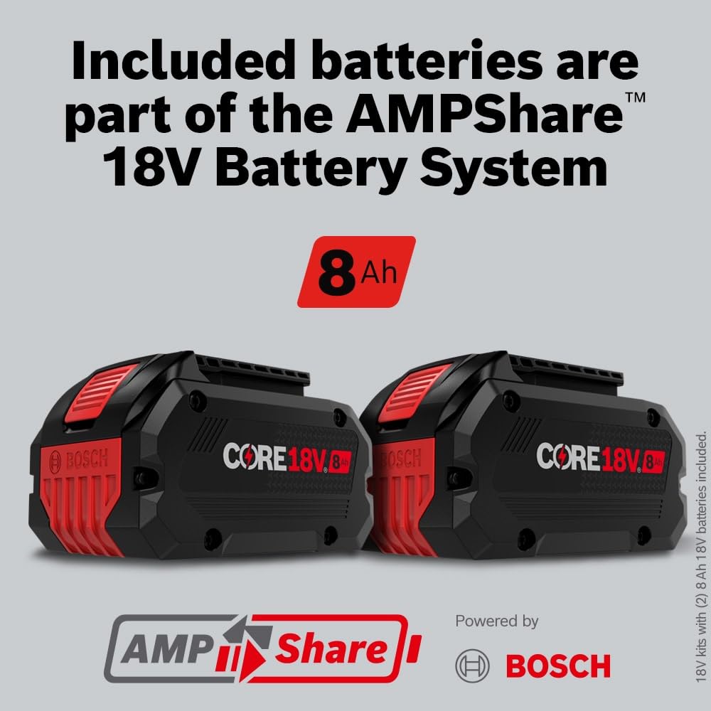 Bosch GXS18V-13N24 Starter Kit 18V with (2) CORE18V® 8 Ah High Power Batteries and (1) 18V 16 Amp Battery Turbo Charger