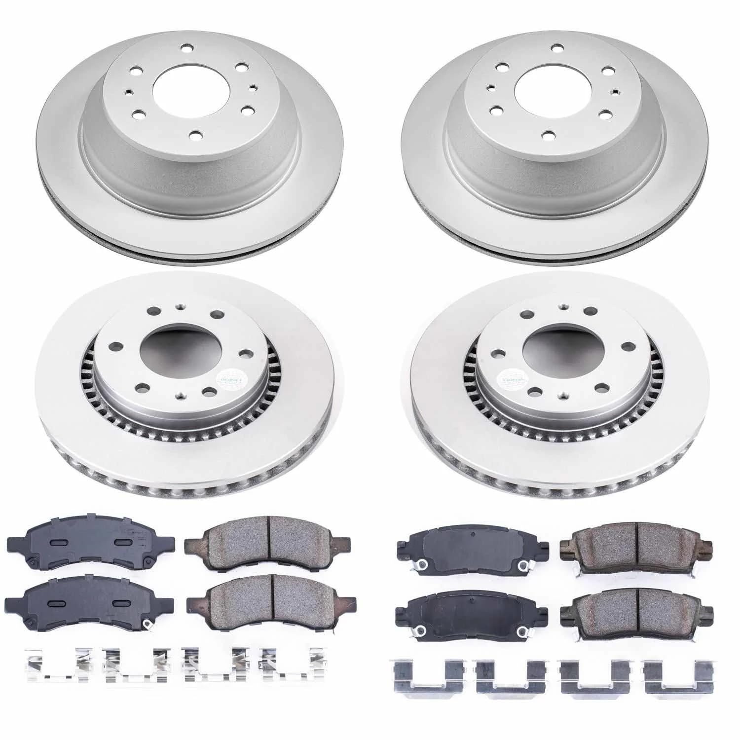 Power Stop Coated Brake Rotor & Ceramic Brake Pads CRK2085- front & rear
