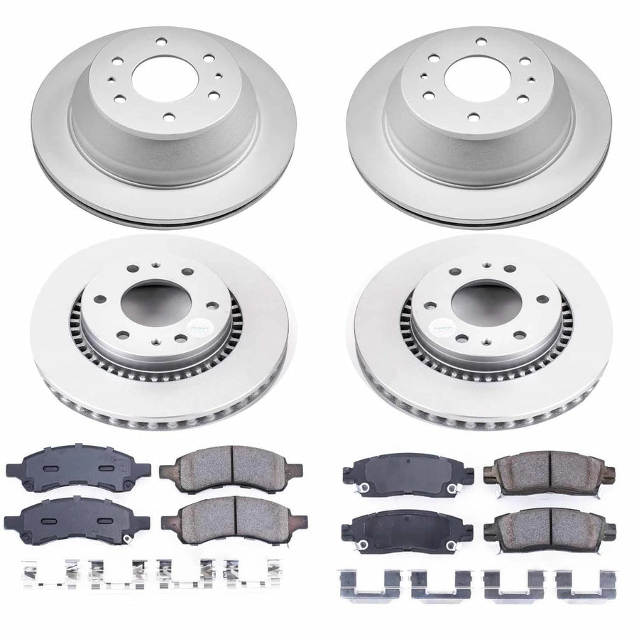Power Stop Coated Brake Rotor & Ceramic Brake Pads CRK2085- front & rear