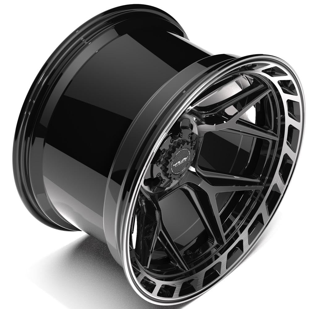 4PLAY 20 Inch Wheels Rim 4P55 Fits 6x135 & 6x139.7 20x12 Gloss Black Brushed with Tinted Clear (1)