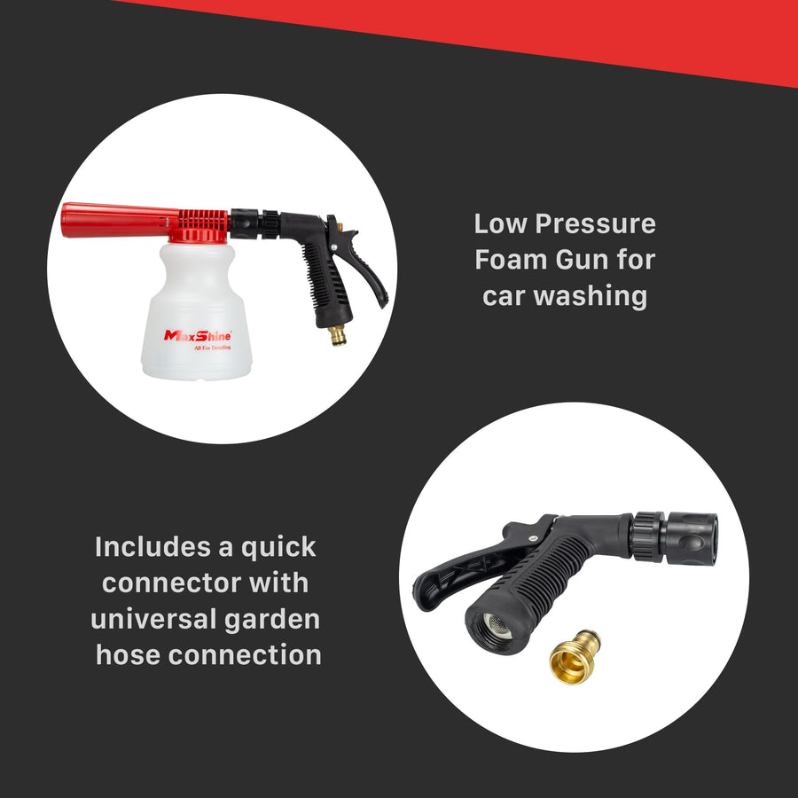 Low Pressure Foam Gun Maxshine LPG001 | 1L Bottle, Anti-Slip Base, Universal Garden Hose Connection | Lubricated Foam, Dirt Removal, Quick Cleaning for Automotive Exterior