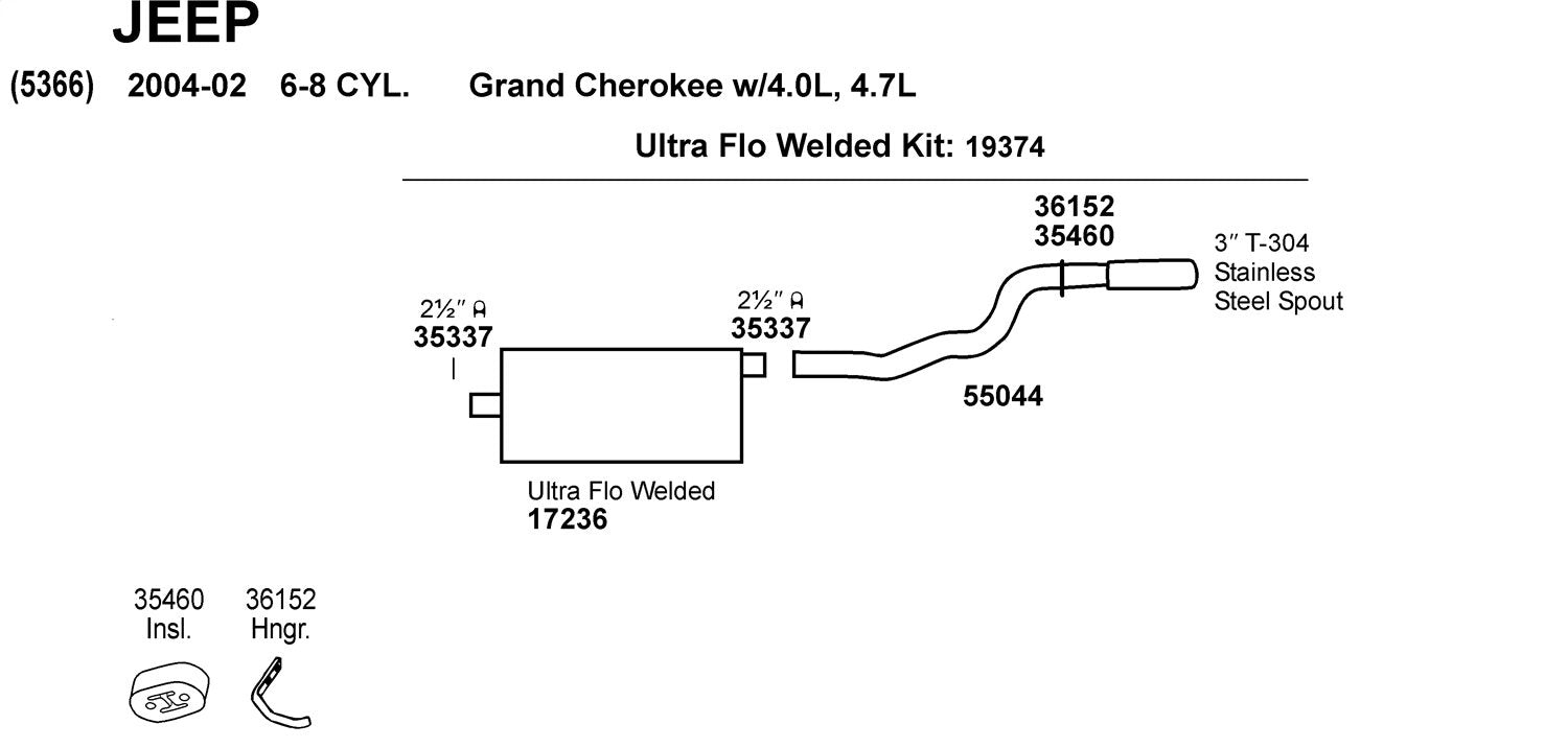 Ultra Flo Dynomax 17236 Exhaust Muffler for Jeep Grand Cherokee