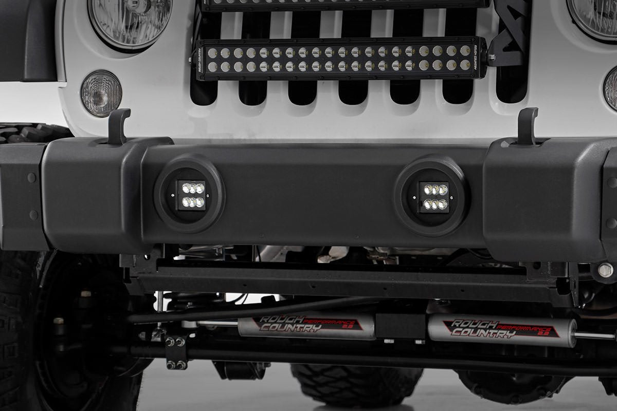 Black Series Rough Country LED Fog Light Kit for 10-18 Jeep Wrangler JK - 70630