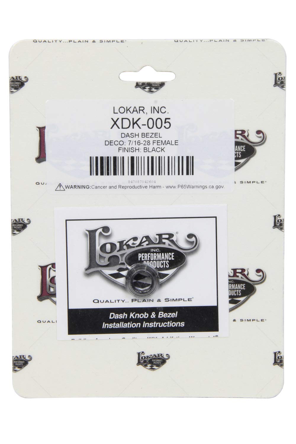 XDK-005 Lokar Performance Products Dash Bezel - Deco - 7/16-28 Female - Black