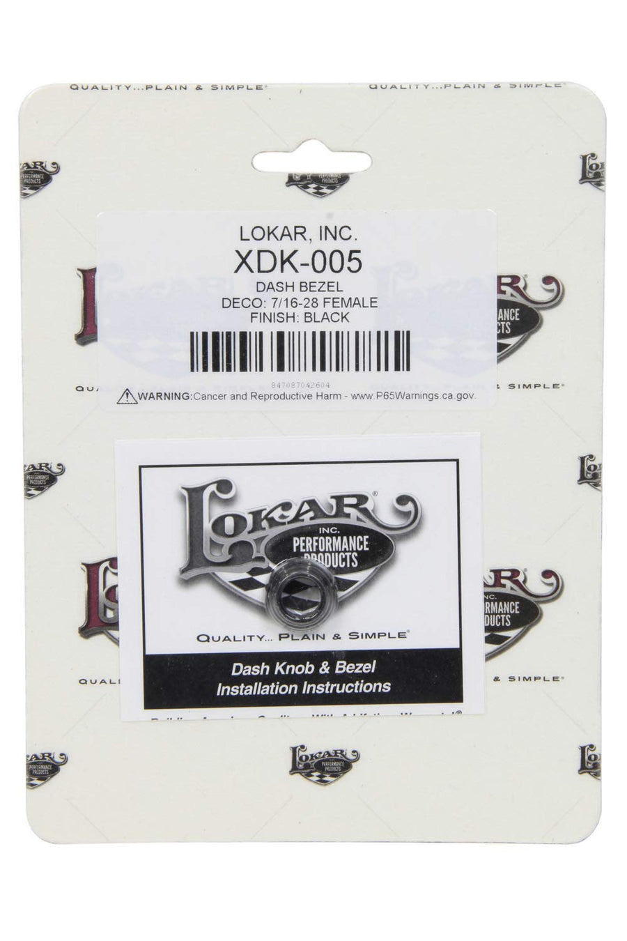 XDK-005 Lokar Performance Products Dash Bezel - Deco - 7/16-28 Female - Black