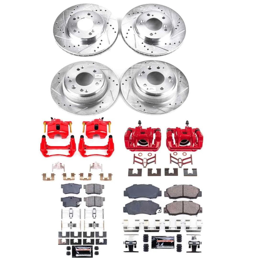 Power Stop Z23 KC705 Front and Rear Brake Caliper Kit-Rotors, Carbon Ceramic Brake Pads, Calipers For Honda Odyssey 1995-1998, Isuzu Oasis 1996-1999 [Model Specific]