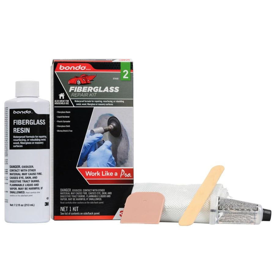 1/2 Pint Fiberglass Resin Repair Kit (8 oz), All-in-One Set with Resin, Hardener, Fiberglass Cloth and Tools for Automotive, Marine and Home Repairs