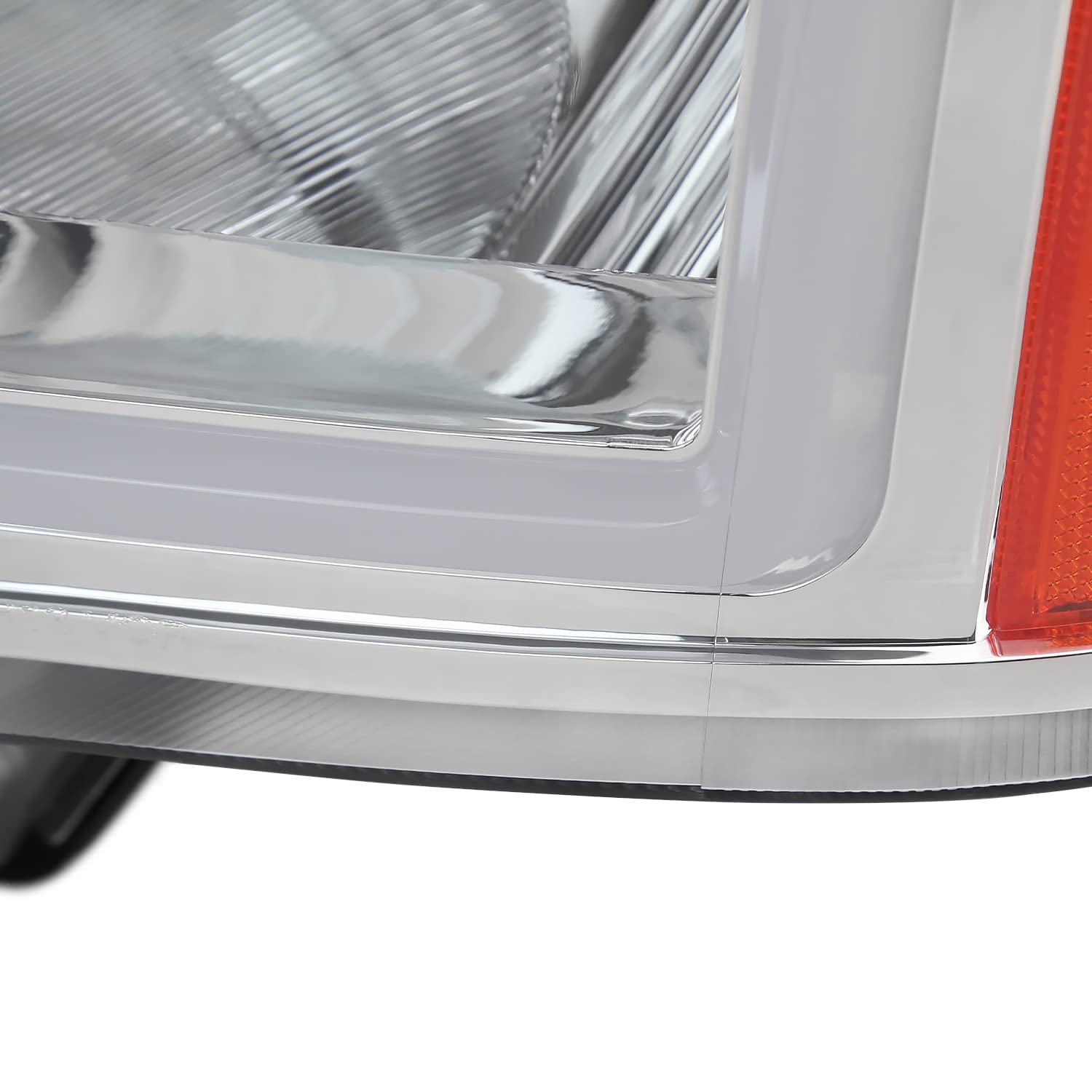 Chrome LED Tube Headlights SPEC-D TUNING Compatible with 2009-2014 Ford F150 F-150, Left + Right Pair Headlamps Assembly