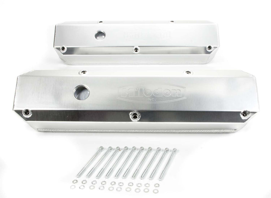 Milodon Fabricated Aluminum 85940 Valve Cover with Holes SBM