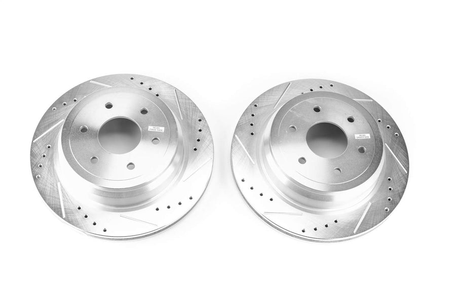 Rear Brake Rotor Pair Power Stop JBR1755XPR Drilled and Slotted For Nissan TITAN XD 2016-2024 [Model Specific]