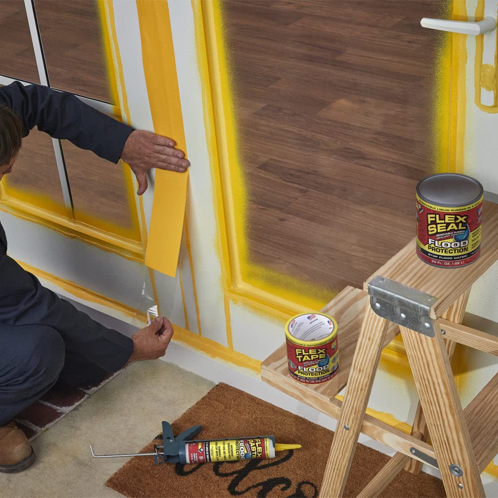 Flood Protection Flex Tape, 7.5 in x 50 ft, MAX, Waterproof Rubberized Tape, Removable, Use on Windows, Doors, Garage Doors, Casings, Thresholds, Conduits, Vents, Ducts