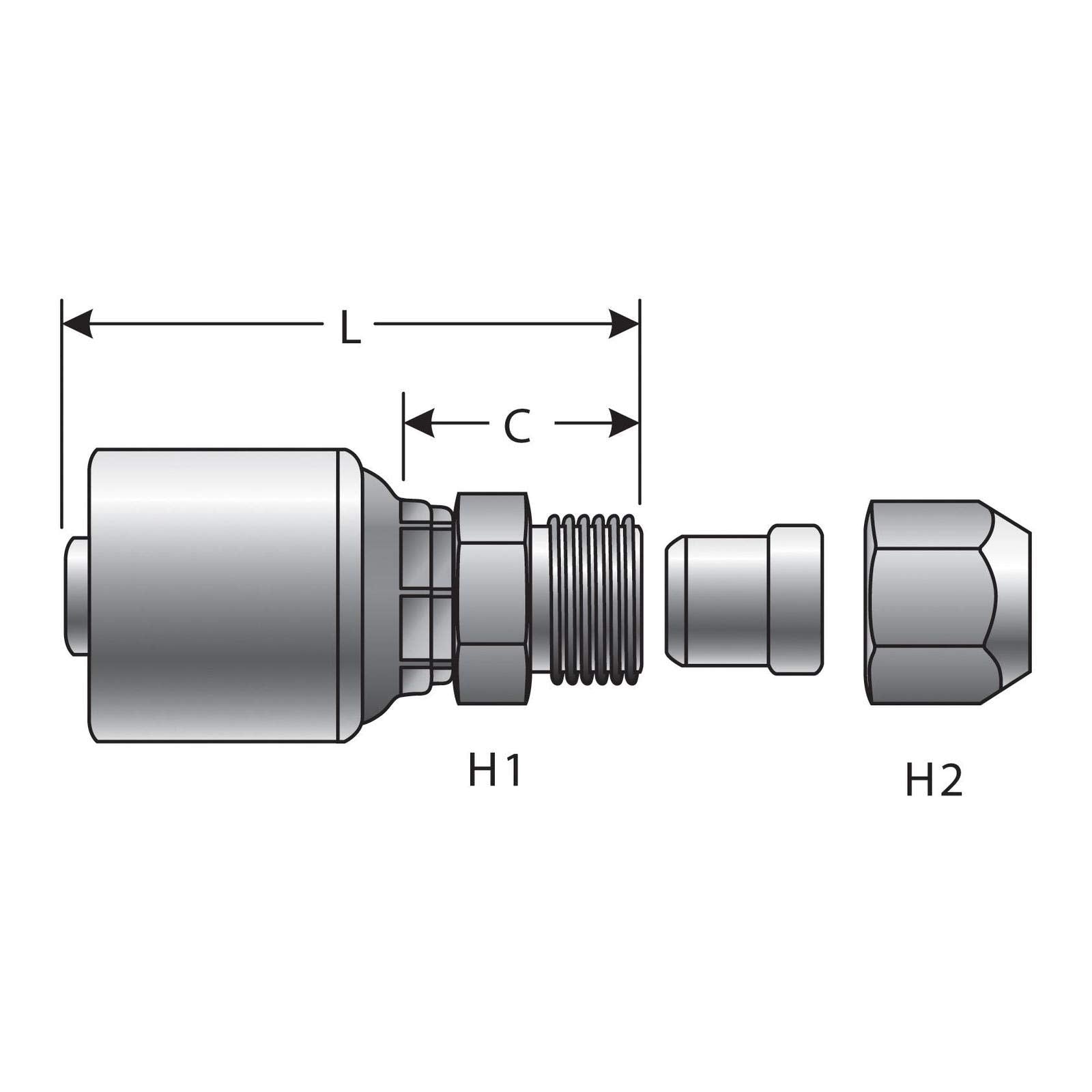 Gates SAE Male G25510-0810 Flareless Assembly (Mega Crimp)