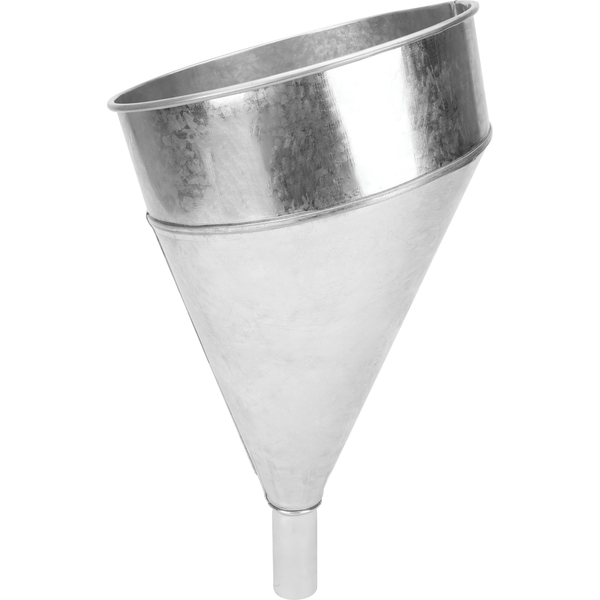 6 Quart Performance Tool W54299 Steel Galvanized Funnel, Features Offset Spout, Splash-Proof Rim, and Removable Strainer, Heavy Duty for Automotive and Shop Use, Weather-Resistant
