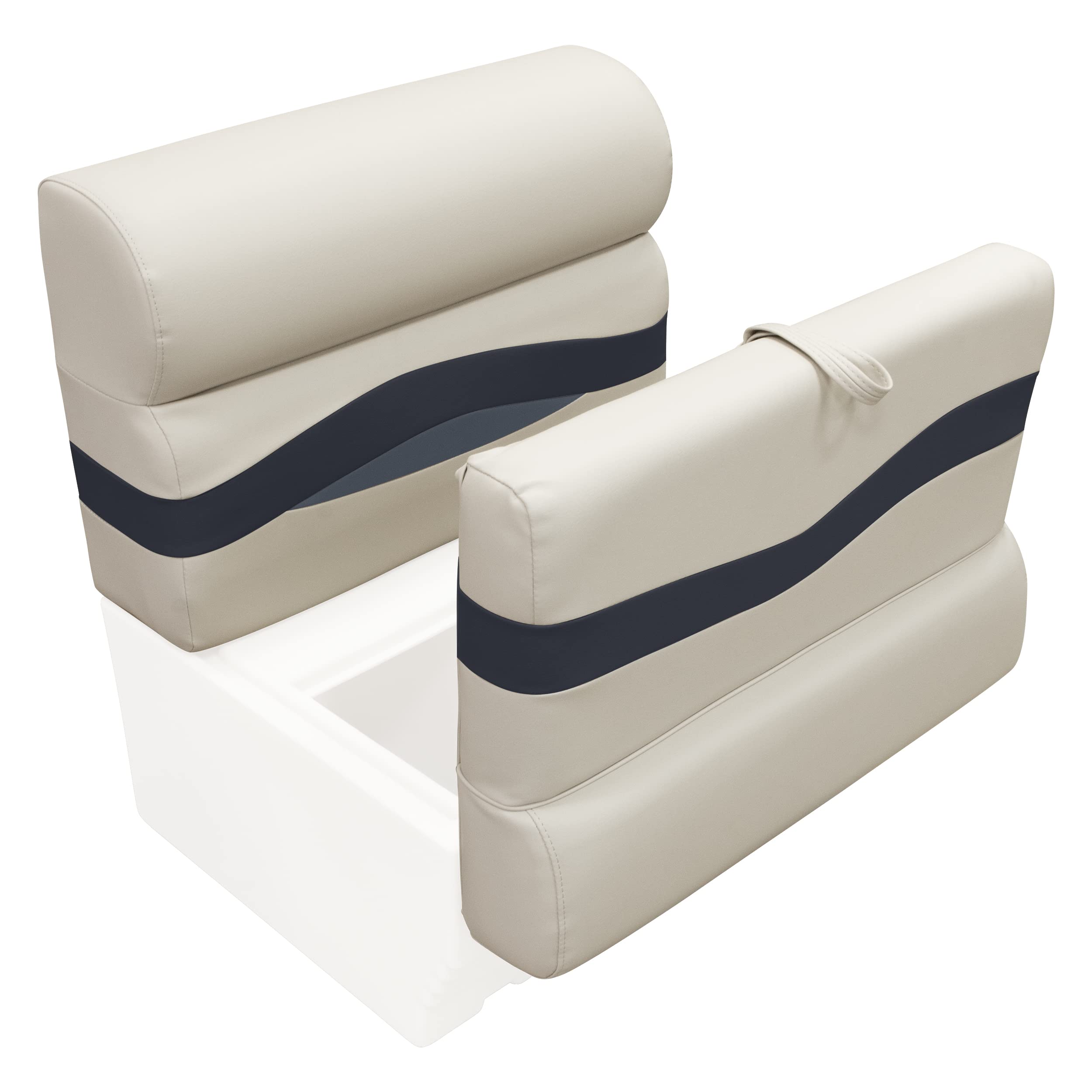 Wise Premier Series BM1143-986 Pontoon 27" Bench Seat Cushion Set, Platinum/Spectra Navy/Cobalt
