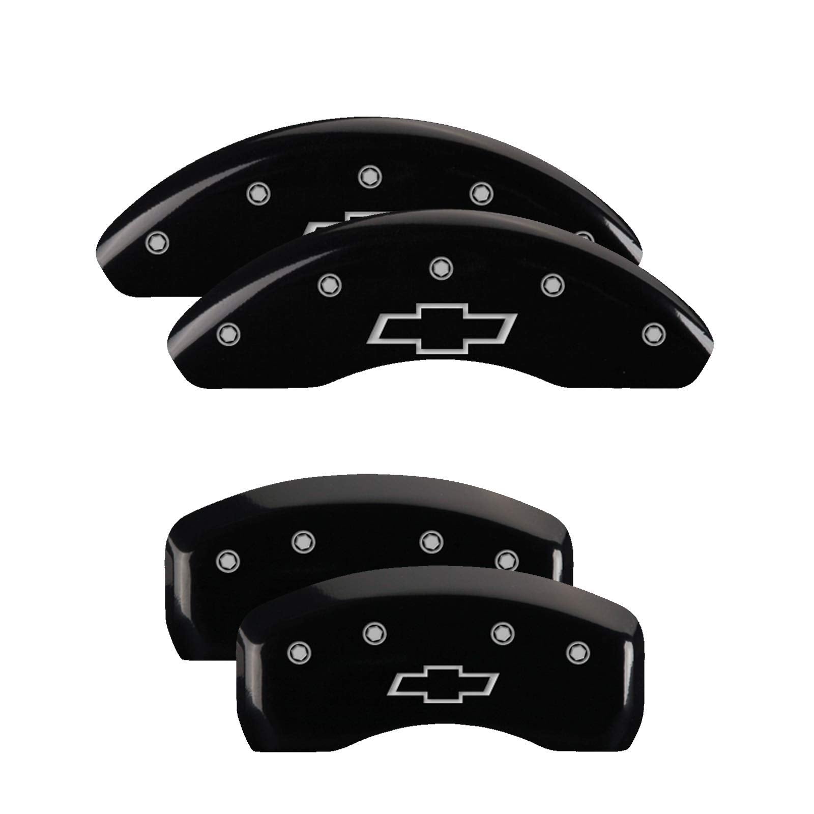 Black MGP Caliper Covers 14247SBOWBK with Silver Bowtie (Set of 4)