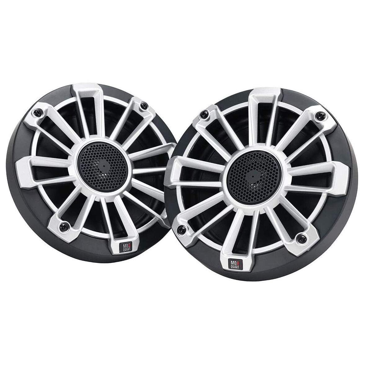 Nautic MB Quart Premium Outdoor Waterproof 6.5 Inch Coaxial Marine Speaker Pair with 3 Removable Grill Color Options, Black